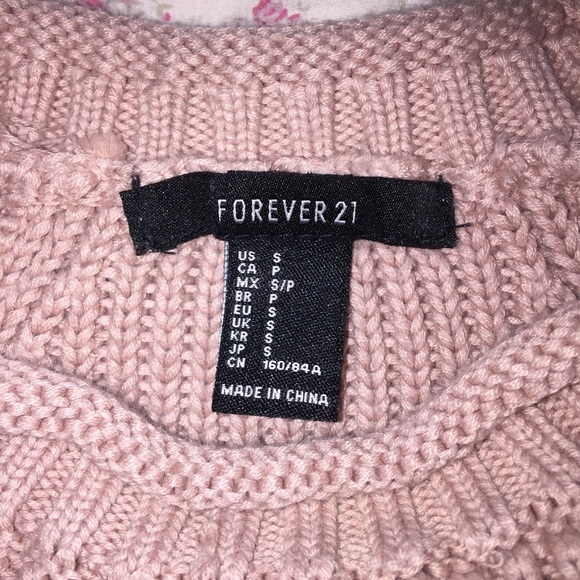 Pink Cropped Cold Shoulder Ribbed Sweater - Picture 4 of 4